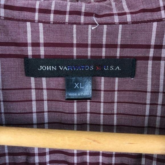 John Varvatos Peace Sign Logo Plaid Button Up Short - Picture 6 of 6